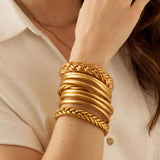 Bracelet Bouddhiste double Tressé - Doré