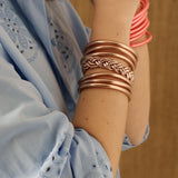 Bracelet Bouddhiste double Tressé - Champagne