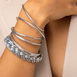 Bracelet Bouddhiste double Tressé - Argenté