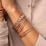 Bracelet Bouddhiste double Tressé - Champagne