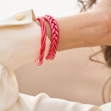 Bracelet Bouddhiste torsadé - Rouge clair