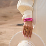Bracelet Bouddhiste Tressé - Fuchsia