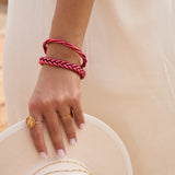 Bracelet Bouddhiste Tressé - Rouge foncé