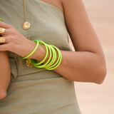 Bracelet Bouddhiste épais - Jaune Lime fluo