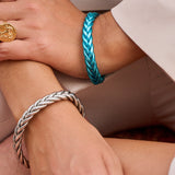 Bracelet Bouddhiste Tressé - Bleu azur