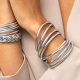Bracelet Bouddhiste épais - Argenté  + Carte Bonne fête Maman