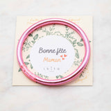 Bracelet Bouddhiste épais - Rose + Carte Bonne fête Maman