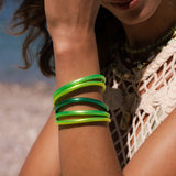 Bracelet Bouddhiste épais - Vert paon + Carte Bonne fête Maman