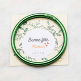 Bracelet Bouddhiste épais - Vert paon + Carte Bonne fête Maman