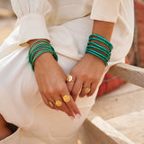 Bracelet Bouddhiste fin - Bleu canard