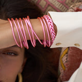 Bracelet Bouddhiste fin - Rose + Carte Bonne Fête maman