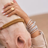 Bracelet Bouddhiste épais - Argenté  + Carte Bonne fête Maman
