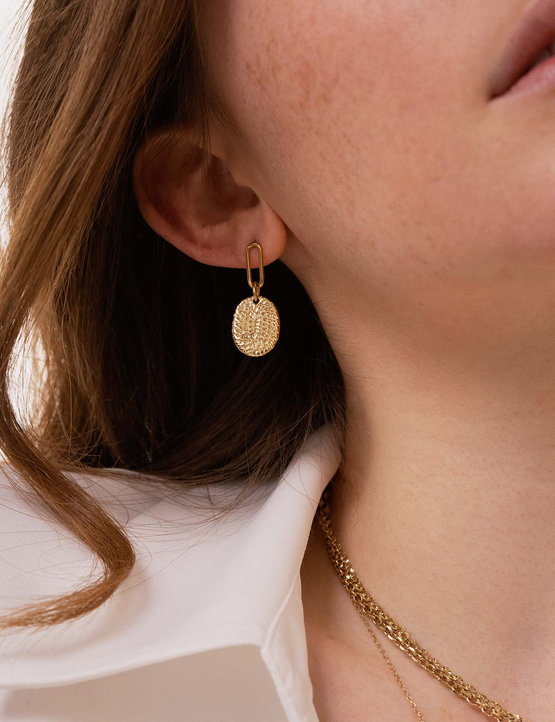 Boucles D'Oreilles IKITA Paris - Gouttes Métal Émail Vert (Neuf Avec étiquettes)