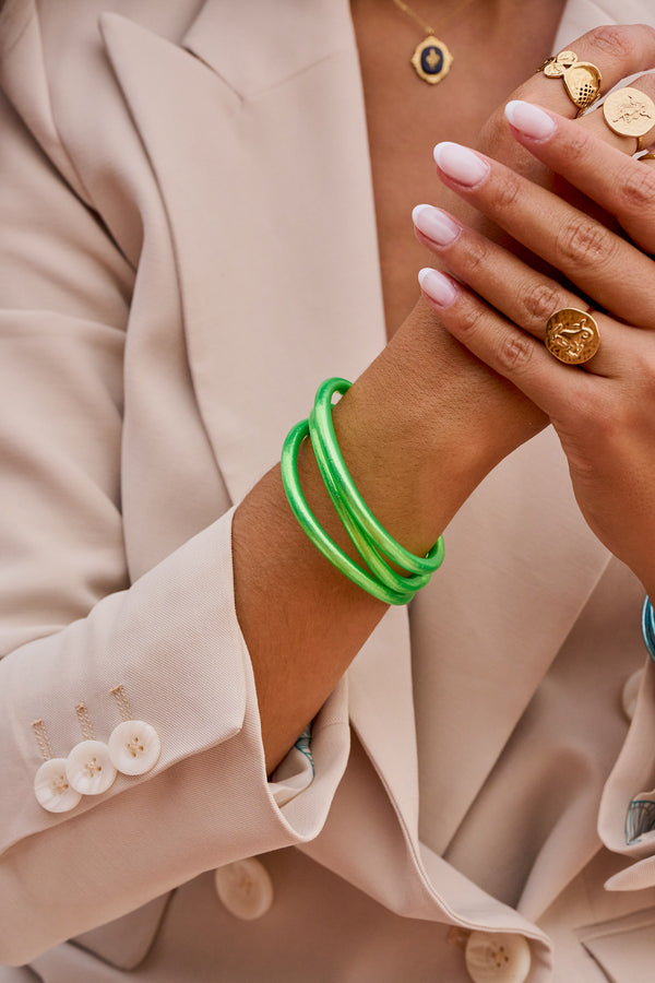 Bracelet Bouddhiste épais - Vert fluo