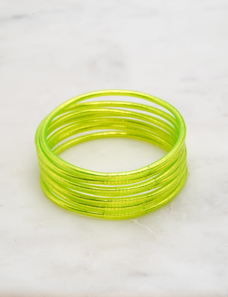 Bracelet Bouddhiste fin - Jaune fluo