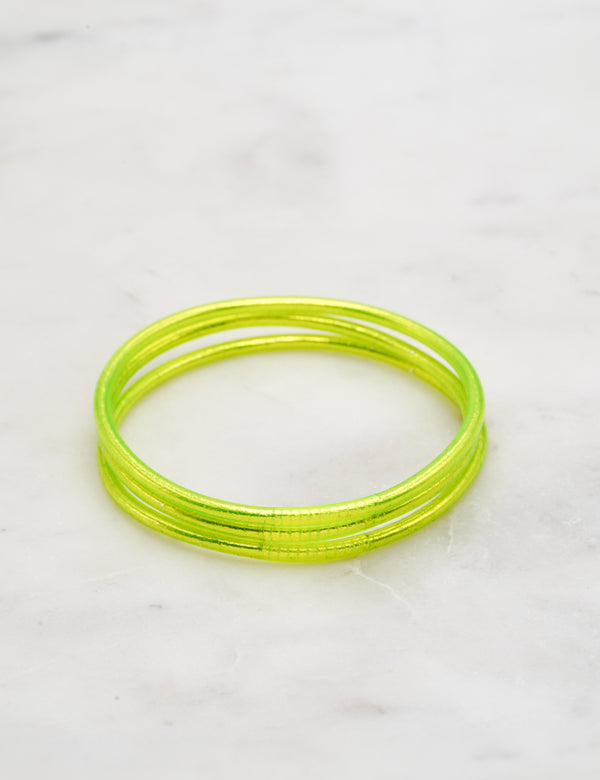 Bracelet Bouddhiste fin - Jaune fluo
