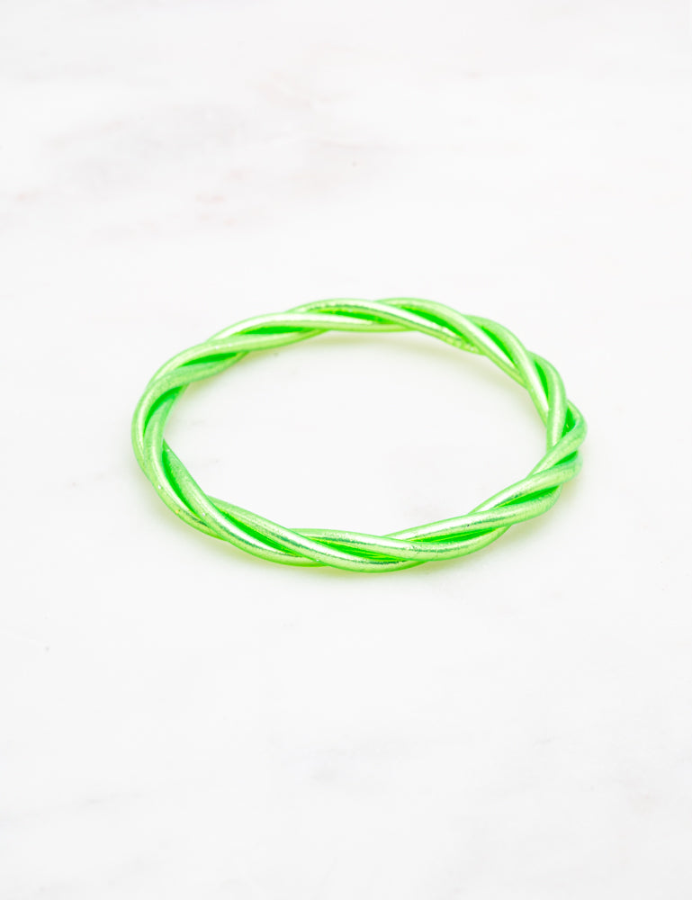 Bracelet Bouddhiste torsadé - Vert fluo