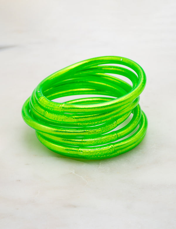Bracelet Bouddhiste épais - Vert fluo