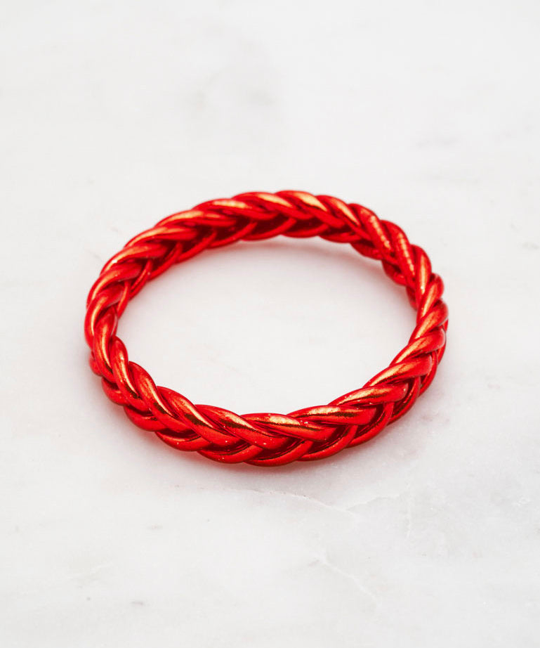 Bracelet Bouddhiste Tressé  - Rouge clair
