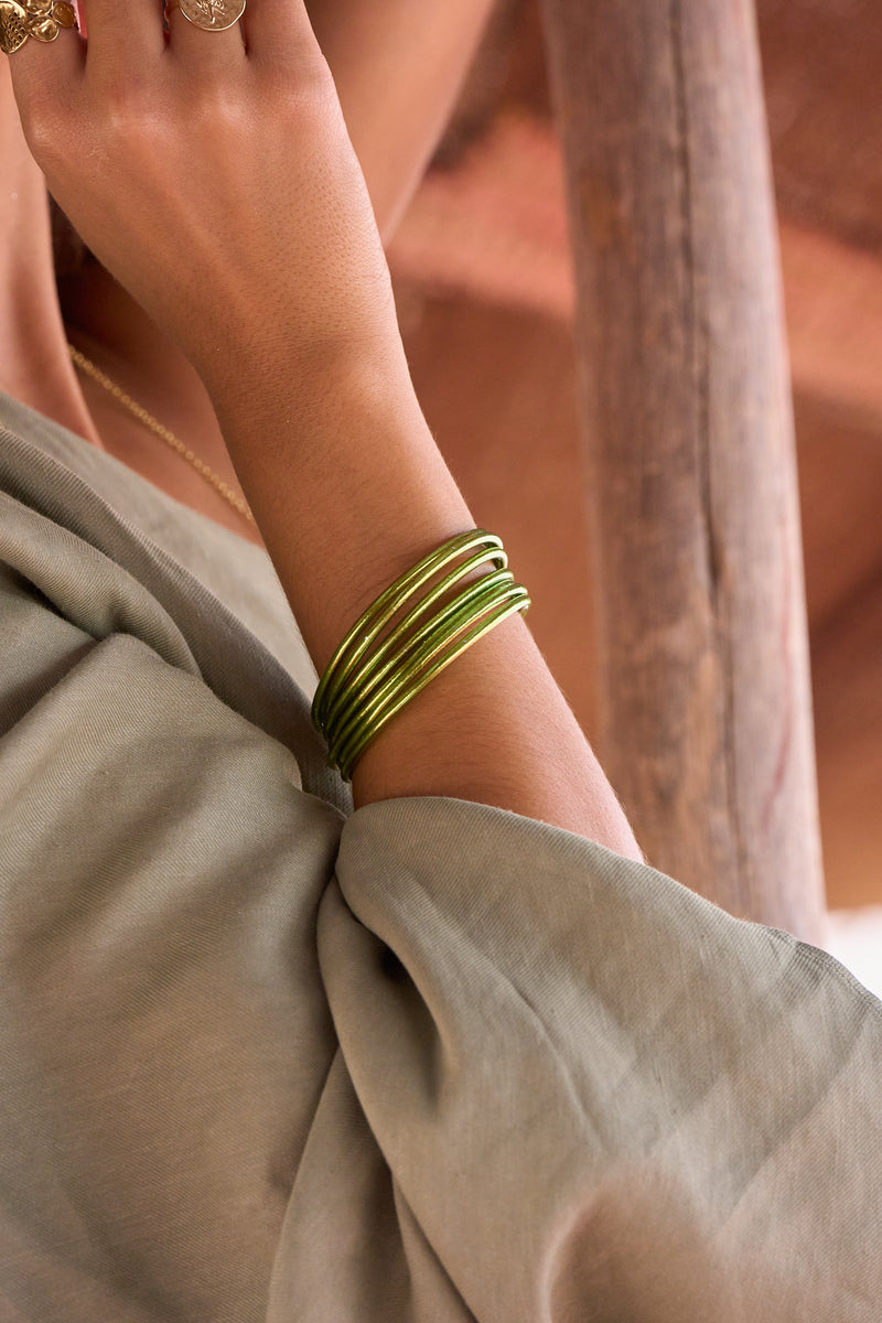 Bracelet Bouddhiste fin - Vert olive