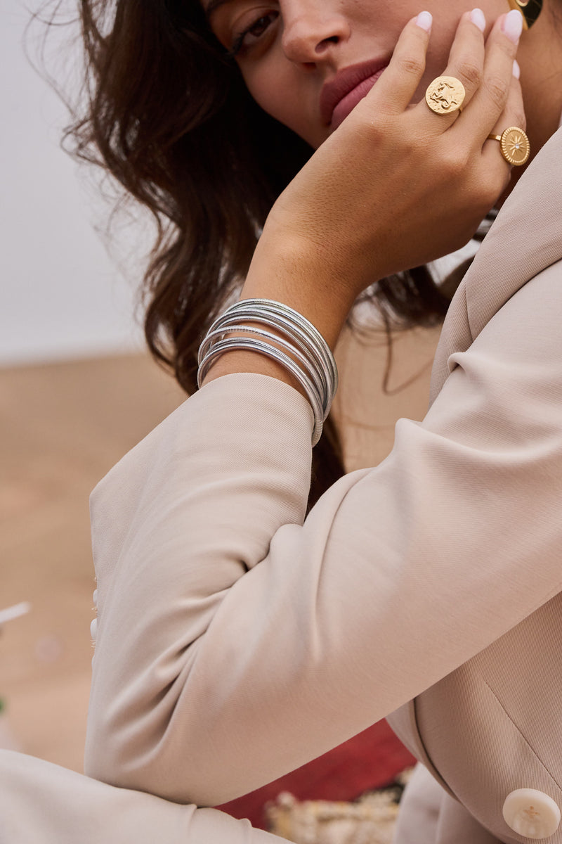 Bracelet Bouddhiste fin - Dark silver