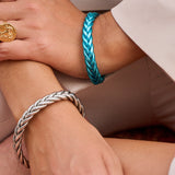 Bracelet Bouddhiste Tressé  - Bleu azur